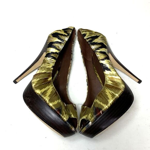 Aldo Jaylona Multicolor Pleated Fabric Peep Toe Platform High Heels Size 38 - Picture 12 of 16